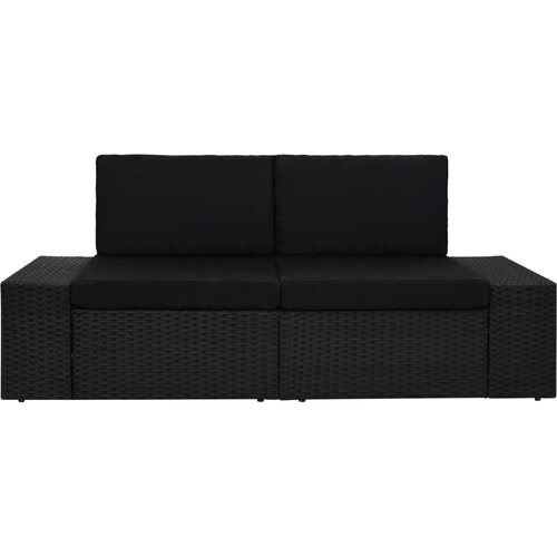 Maison Chic Sekcijski kavč - Sofa - Kanape dvosed poli ratan črn, (21726469) Cene