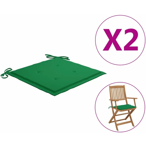 vidaXL Blazine za vrtne stole 2 kosa zelene 40x40x3 cm blago