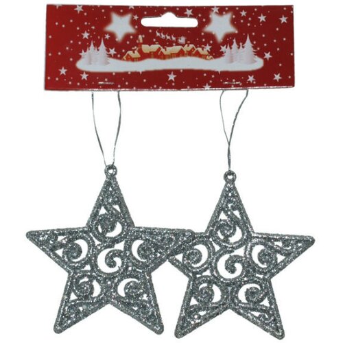 Denis novogodišnji ukras zvezda 10cm set 2 komada srebrna Cene
