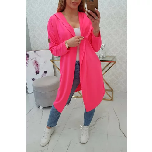 Kesi Long cardigan with hood pink neon