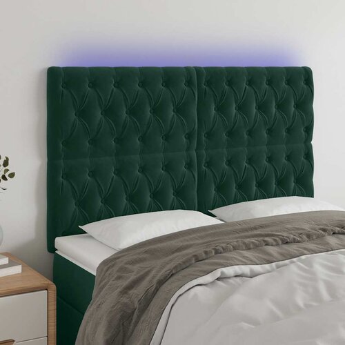  LED uzglavlje tamnozeleno 160x7x118/128 cm baršunasto Cene