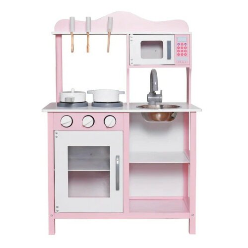 Kinder_Home dečija drvena kuhinja za igru sa dodacima roze ( V10C404I ) Slike