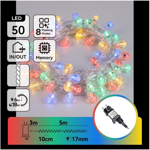 Aigostar LED spoljni božićni lanac 50xLED/8 funkcija 8m IP44 vi&amp;scaron;ebojno Slike