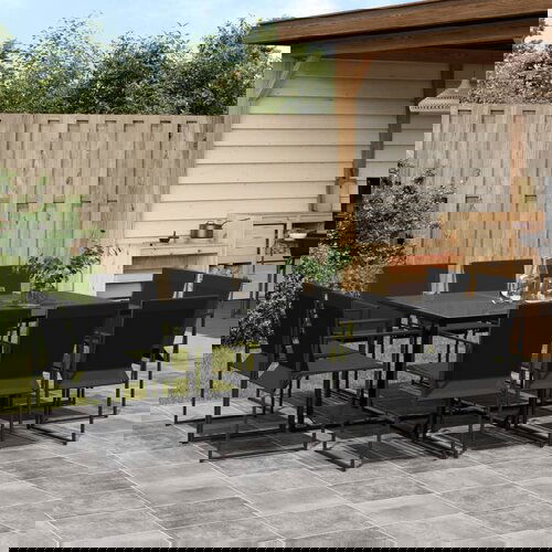 VidaXL 11-dijelni vrtni blagovaonski set crni od tekstilena Slike