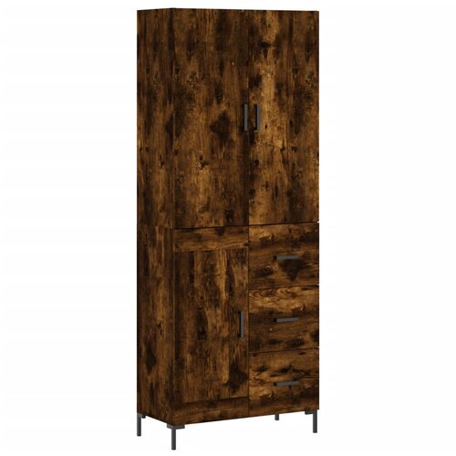  Visoka komoda dimljeni hrast 69,5x34x180 cm konstruiranog drva Smeđa Slike