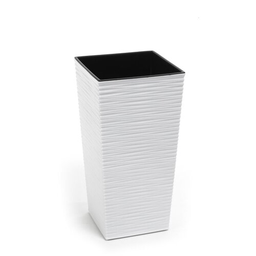  Visoka kvadratna posuda za biljke Aurora (D x &amp;Scaron; x V: 35 x 35 x 68 cm, Plastika, Bijele boje) Slike