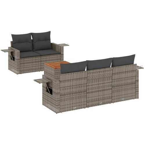  6-dijelni set vrtnih sofa od poliratana s jastucima sivi Slike