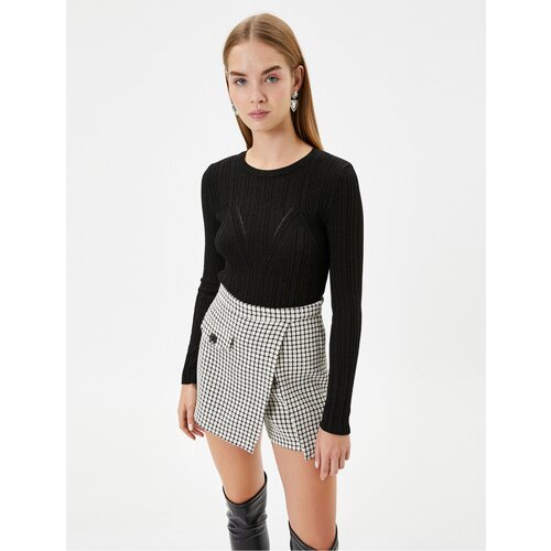 Koton Slim Fit Knitwear Sweater Long Sleeve Crew Neck Lurex Detailed Slike