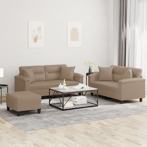 3-dijelni set sofa s jastucima boja cappuccina od umjetne kože Cijene