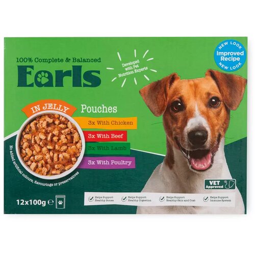 Earls Vlažna hrana za pse, Mix mesa sa želeom 100g, 12 komada Cene