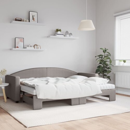 VidaXL Dnevni krevet na razvlačenje smeđesivi 80 x 200 cm od tkanine Slike