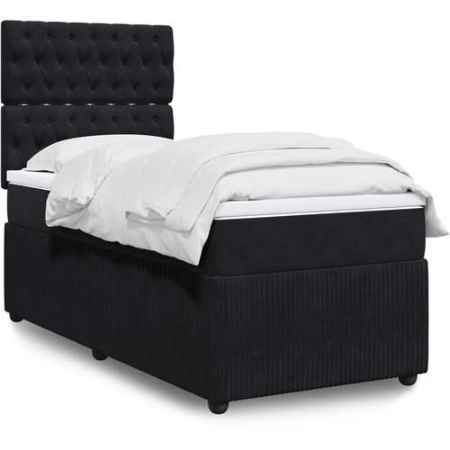 vidaXL Box spring postelja z vzmetnico črna 90x200 cm žamet Cene