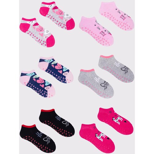 Yoclub Kids's Girls' Ankle Socks Patterns Colours 6-Pack Slike