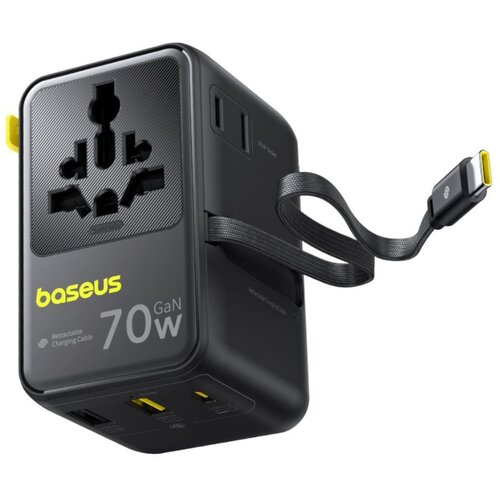 Baseus EnerCore CG11 Charger Retractable 2AC+2U + 70W, Black Cijene
