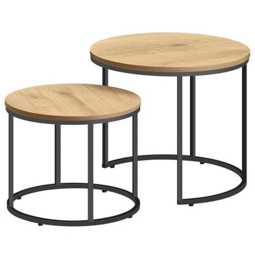 OSKAR Okrugli sto za kafu, 2 komada - hrast / crne nogare Cene