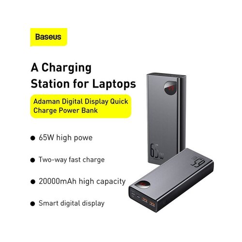 Baseus Adaman Metal Powerbank 20000mAh, PD, QC 3.0, 65W, 2xUSB + USB-C + micro USB, crna Cijene
