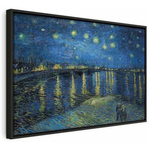  Slika - Vincent van Gogh – Starry Night Over the Rhône 90x60 U crnom drvenom okviru Cene