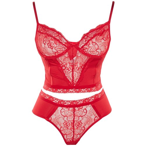 Trendyol Curve Plus Size Underwear Set - Red - Plain Cijene