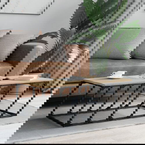 VidaXL Stolić za kavu boja hrasta 100 x 50 x 35 5 cm konstruirano drvo Slike