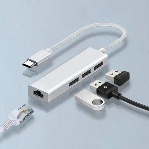 Kettz Adapter konverter Tip C -RJ45 100mb/2xUSB 2.0/1xUSB 3.0 Slike