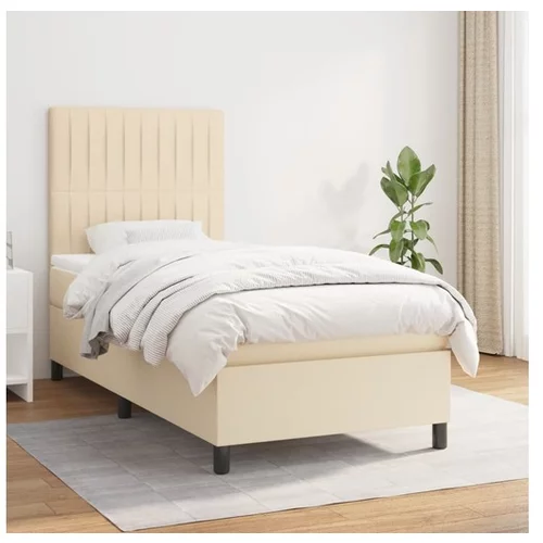  Box spring postelja z vzmetnico krem 80x200 cm blago