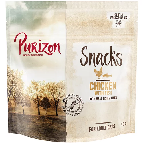Purizon Snack piščanec z ribo - brez žit - Varčno pakiranje: 3 x 40 g