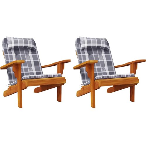  Jastuci za stolicu Adirondack 2 kom sivi karirani od tkanine Slike