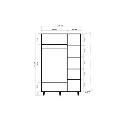 Woody Fashion Ormar Lena 3 135x192x52cm Hrast Slike