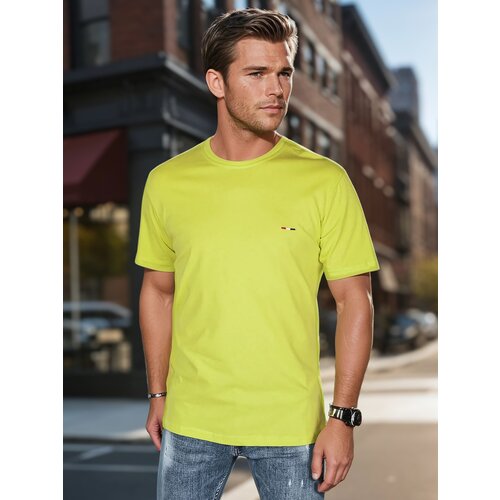 DStreet T-shirt męski z haftem żółty Cene