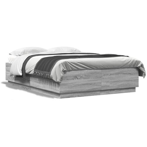 VidaXL Okvir za krevet s LED svjetlima boja hrasta 160 x 200 cm drveni Slike