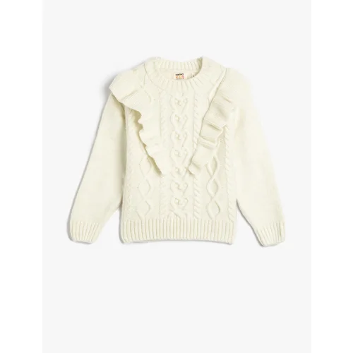 Koton Sweater With Frills Long Sleeves Hair Knit Detail Softly Textured.