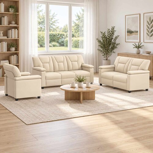  Set sofe 3 pcs Krem Umjetna koža Cene