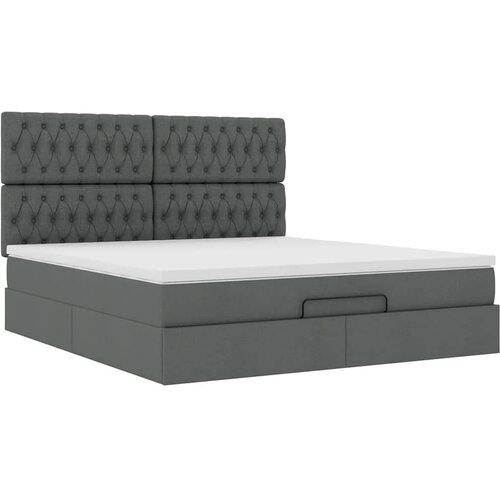 VidaXL Otomanski krevet s madracem tamnosivi 160x200cm od tkanine Slike