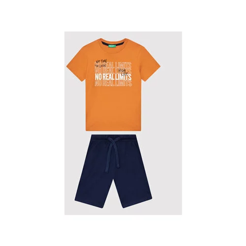 United Colors Of Benetton Komplet majica in kratke hlače 3096CK002 Oranžna Regular Fit