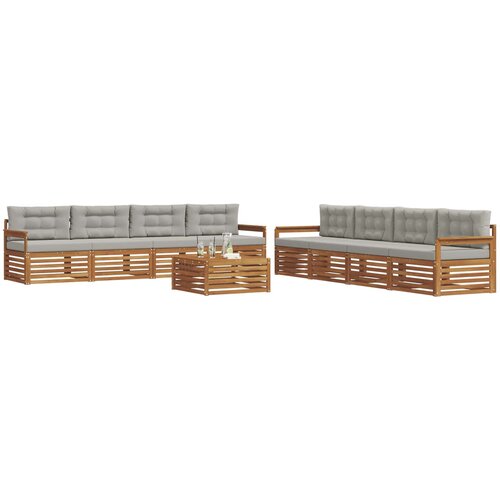  Set vanjskih sofa 9 kom. Prirodna i svjetlosiva Slike