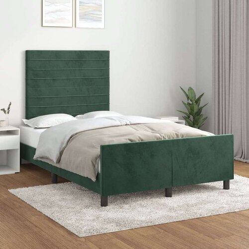  Posteljni okvir z vzglavjem temno zelen 120x200 cm žamet Slike