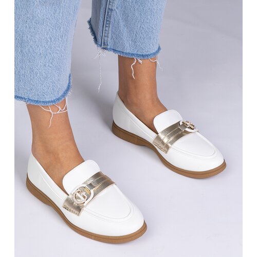 D/CEO marka niezdefiniowana White faux leather loafers with rhinestones Berita Slike