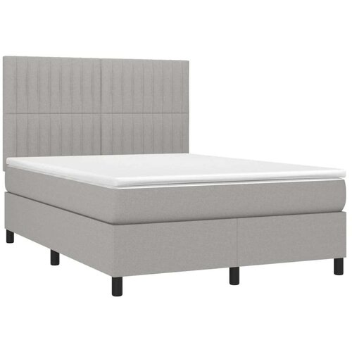  Krevet box spring s madracem svjetlosivi 140x200 cm od tkanine Slike