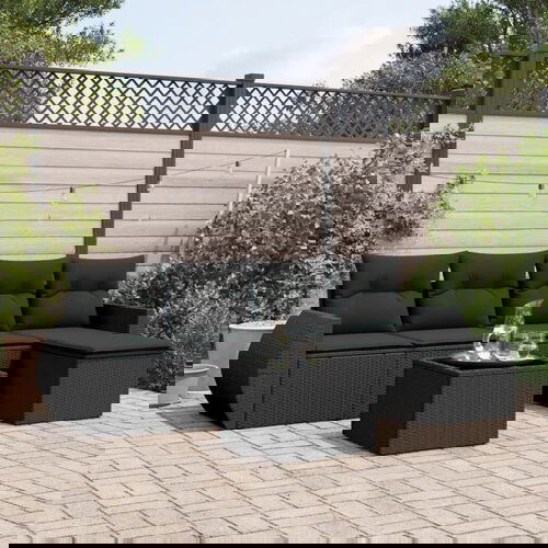 VidaXL 6-dijelni set vrtnih sofa s jastucima crni od poliratana Slike