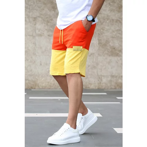 Madmext Color Block Orange Casual Shorts