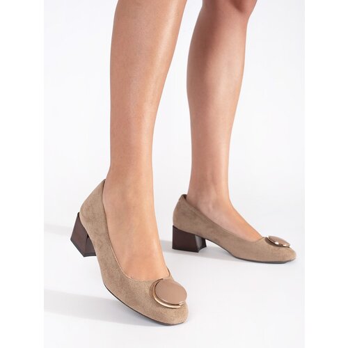 Sergio Leone Beige suede heeled pumps with decoration Cene