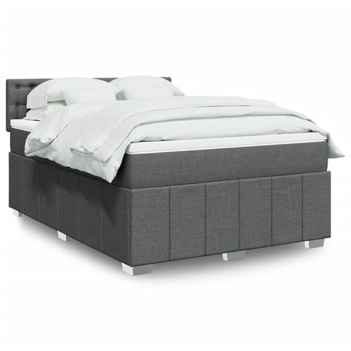 vidaXL Box spring postelja z vzmetnico temno siva 140x200 cm blago Cene