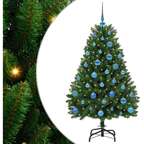 VidaXL Umjetno božićno drvce S LED lampica Zelena 150 cm PVC i metal Slike