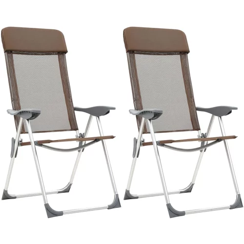 vidaXL Zložljivi stoli za kampiranje 2 kosa rjave barve aluminij