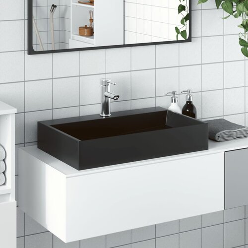 vidaXL Umivalnik 60x38x11 cm liti mineral/ liti marmor mat črna Cene