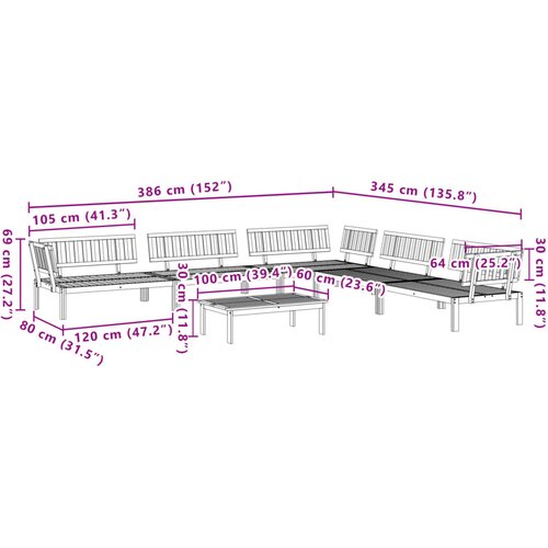  6-dijelni set vrtnih sofa od paleta od masivnog drva bagrema Slike