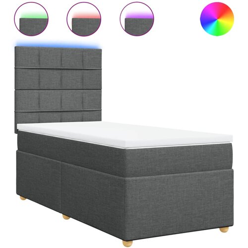 VidaXL Box spring postelja z vzmetnico temno siva 90x190 cm blago, (21291905) Slike