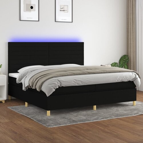 vidaXL Krevet box spring s madracem LED crni 200x200 cm od tkanine Cijene