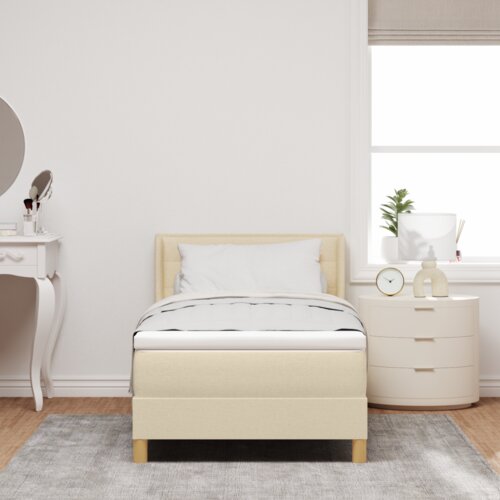 Krevet sa podnicom s madracem krem 100x200 cm tkanina Slike