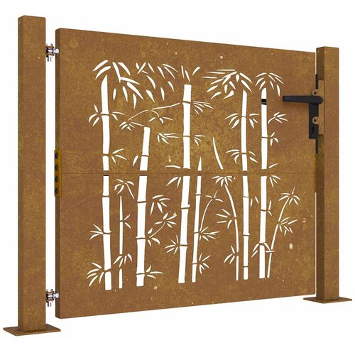  Vrtna vrata 100x75 cm Corten čelik dizajn od bambusa Slike